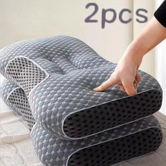 2Pcs Soft Adjustable Ergonomic Knitted Massage Neck Pillow  Orthopedic Contour Support Pillow
