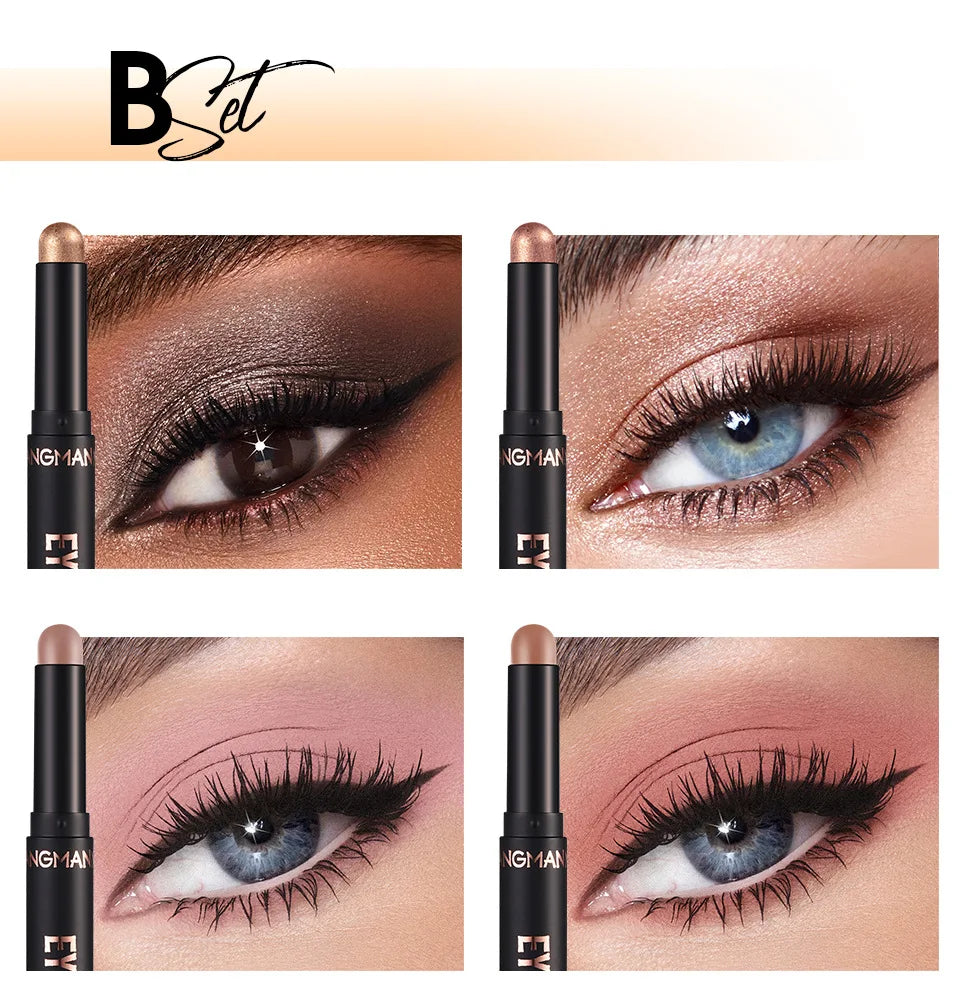LANGMANNI 16 color pearl eyeshadow stick waterproof long lasting color eyeshadow Face Highlight
