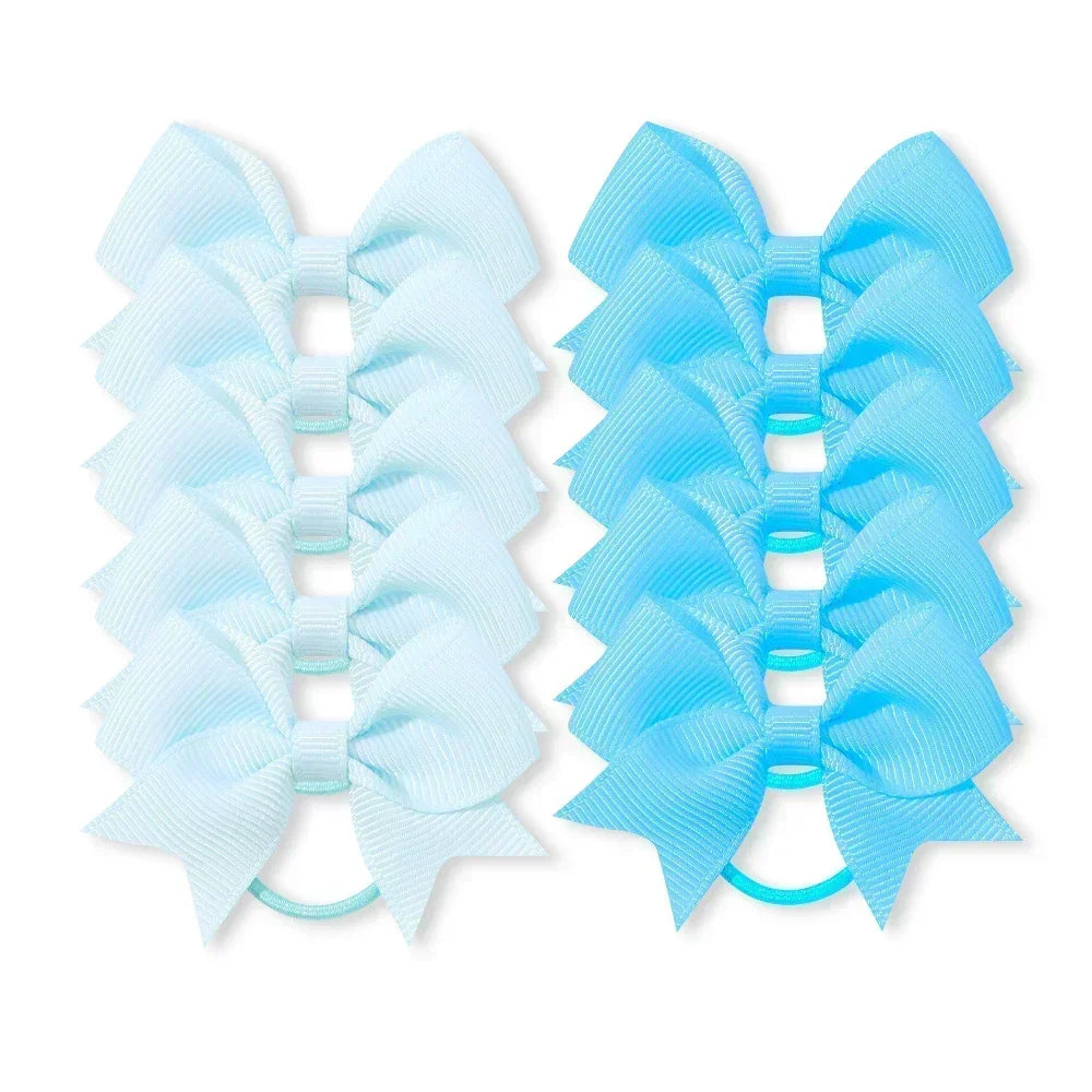 10Pcs Bows Elastic Hair rubber band Hair Ties Ribbon Pigtail Grosgrain Hair accessories girl Baby Gift bands for children