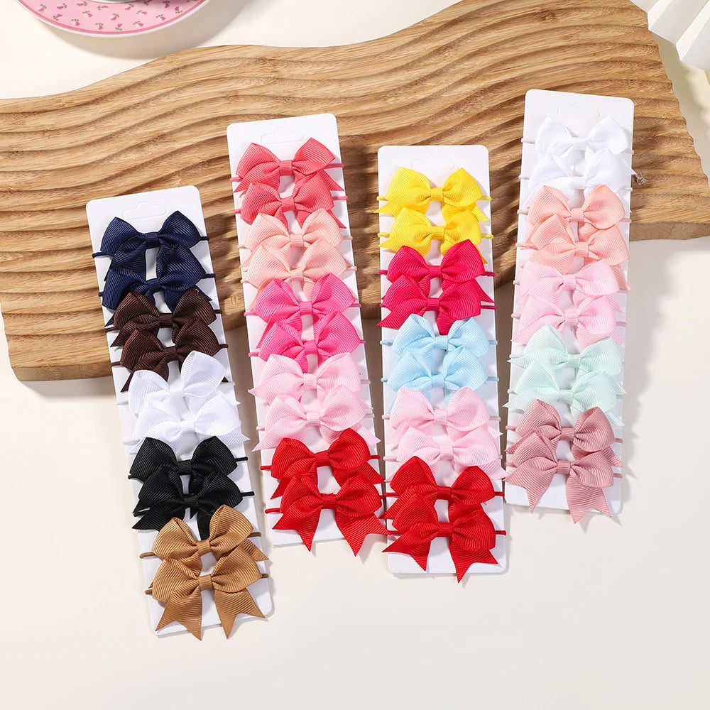 10Pcs Bows Elastic Hair rubber band Hair Ties Ribbon Pigtail Grosgrain Hair accessories girl Baby Gift bands for children