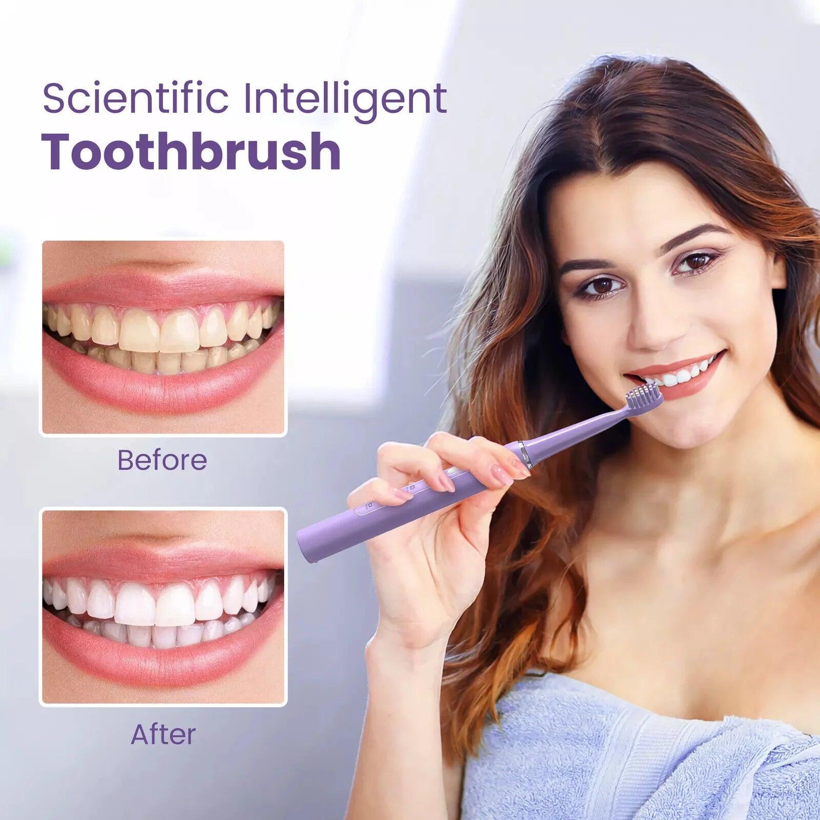 Sejoy Sonic Electric Toothbrush for Adults Rechargeable 5 Cleaning Modes Ultra Sonic Toothbrush with 12 Brush Heads Smart Timer - Jess Deals