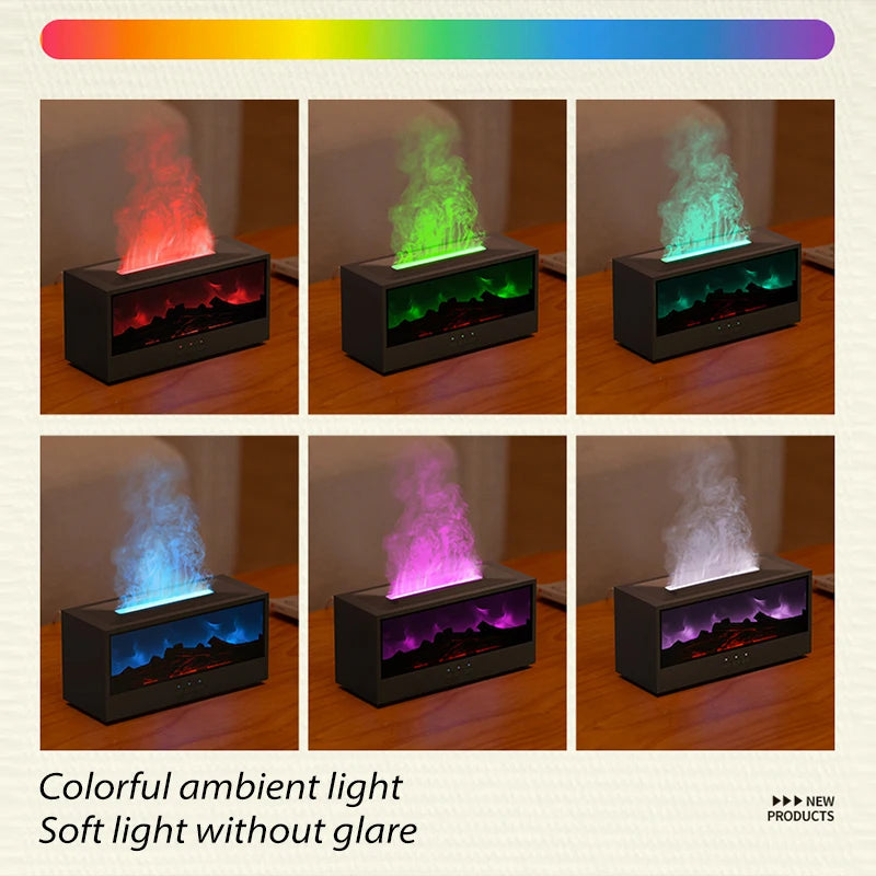Creative Gift Fireplace Air Humidifier 150ml Waterless Auto-Off Aroma Essential Oil Diffuser with LED Light & Remote Control