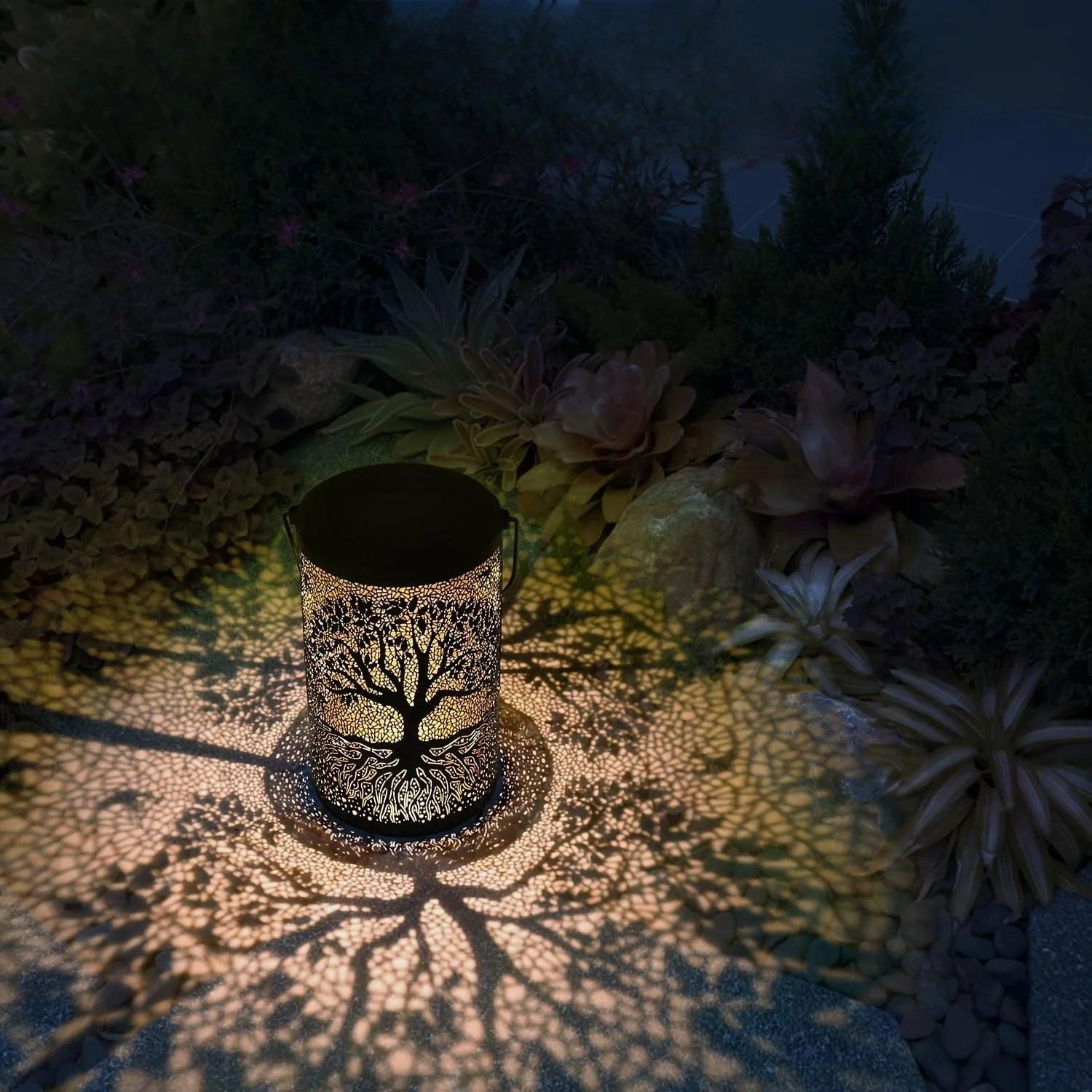 1pc Hanging Solar Lantern, Outdoor Waterproof Vintage Metal LED Big Tree Decorative Lights, Garden Yard Lawn Lights - Jess Deals