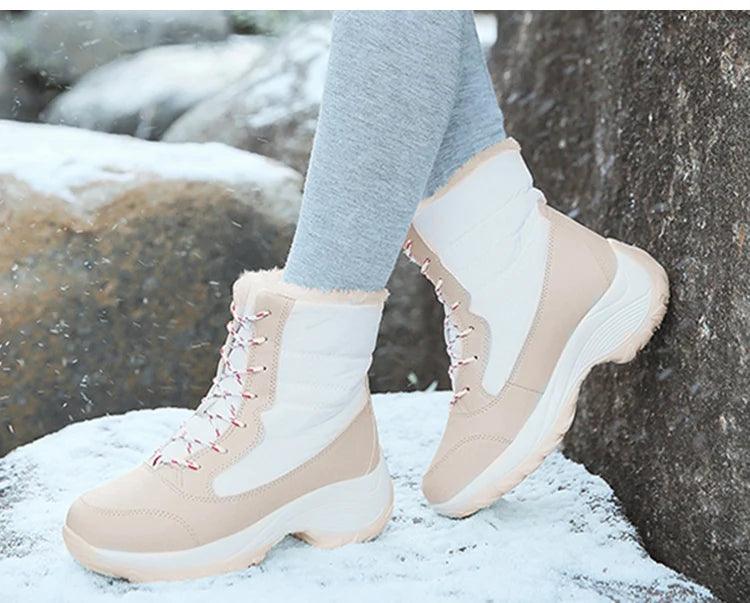 Women's Boots Snow Soft Shoes Women Platform Ladies Shoes Fashion Mid High Boots Plus Size Winter Girls Boots Botas Mujer - Jess Deals