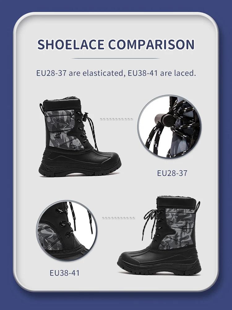 HOBIBEAR Boys Snow Boots with Insulation for Cold Weather Non-Slip Winter Shoes Lace-Up Waterproof Winter Boots - Jess Deals