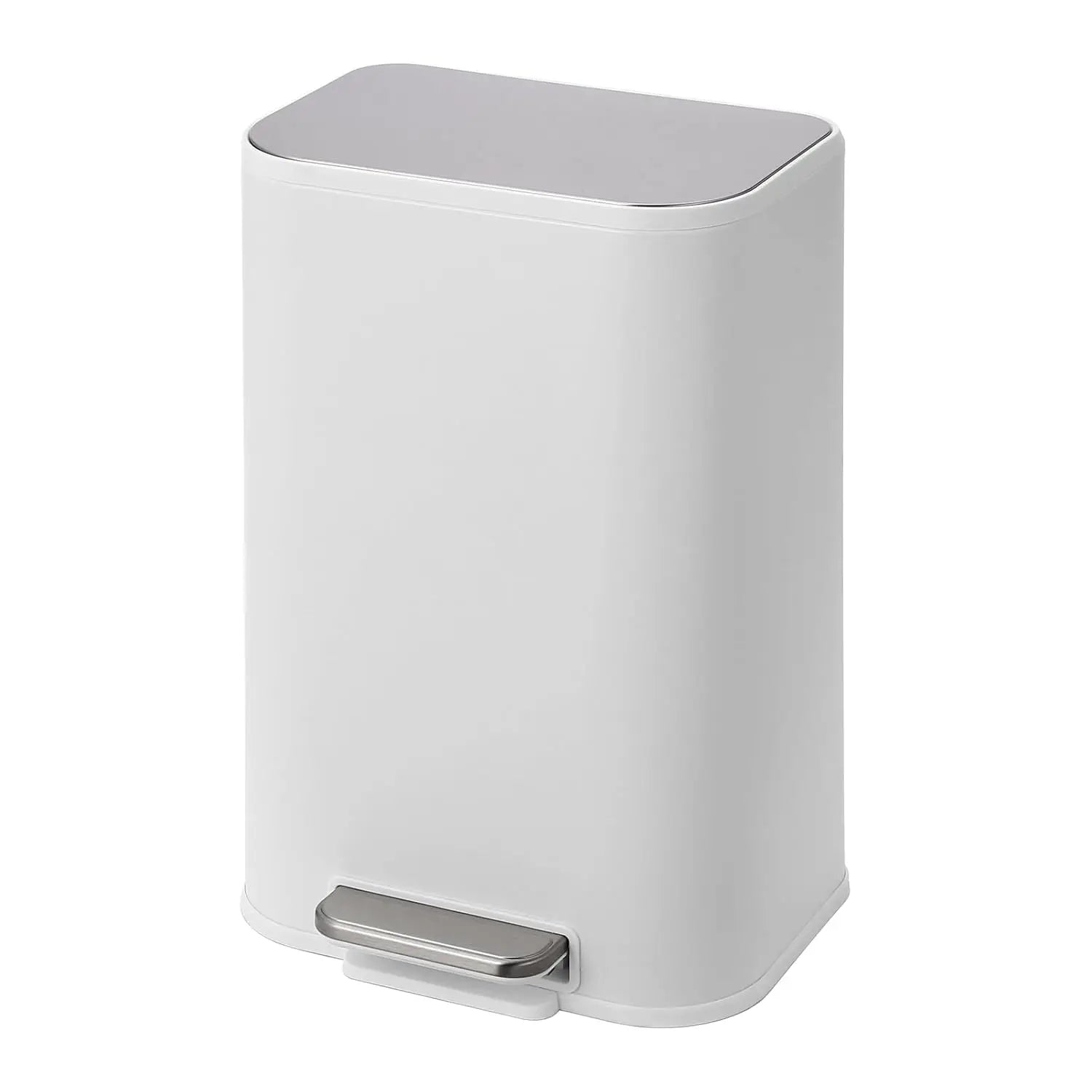 Bathroom Trash Can, 3.2 Gallon Stainless Steel Garbage Can with Lid, Rectangular Small Step Waste Bin with Foot Pedal Removable
