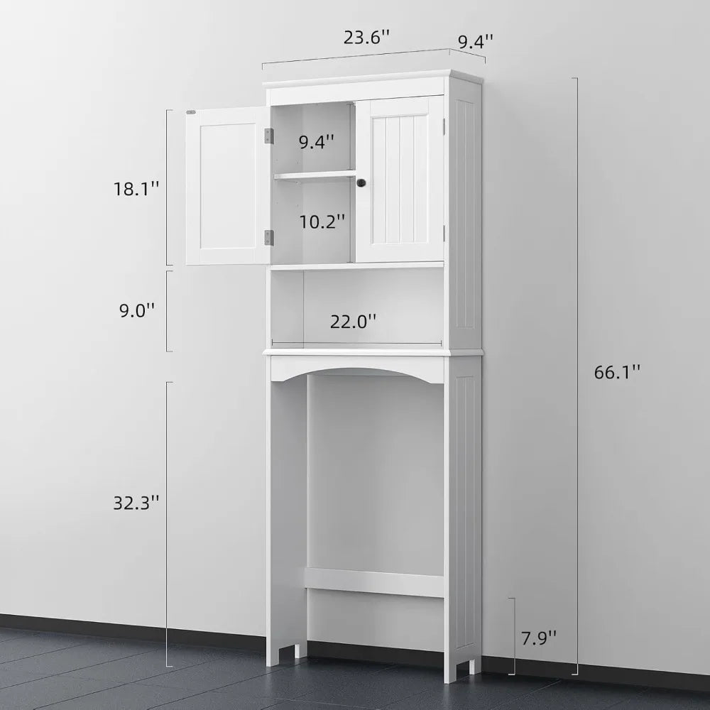 Maximize Bathroom Space with Over The Toilet Storage Cabinets Featuring Open and Adjustable Shelves