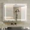 Bathroom Medicine Cabinet with Mirrors and Led Lights Double Doors Wall Mounted Mirror Cabinet