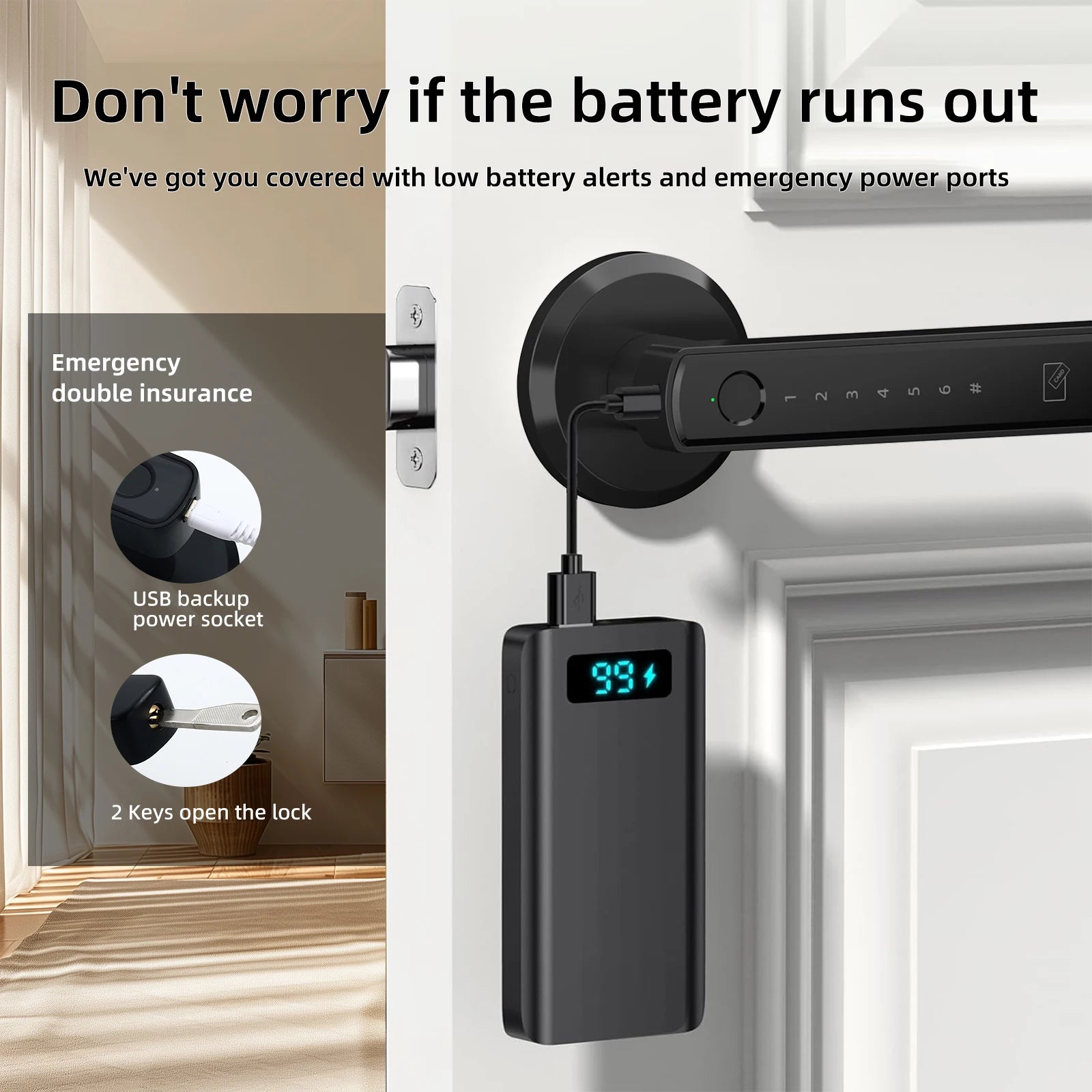 Smart Lock Fingerprint Door Lock App Remote Control Passcode Unlock Electronic Touchscreen Keypad