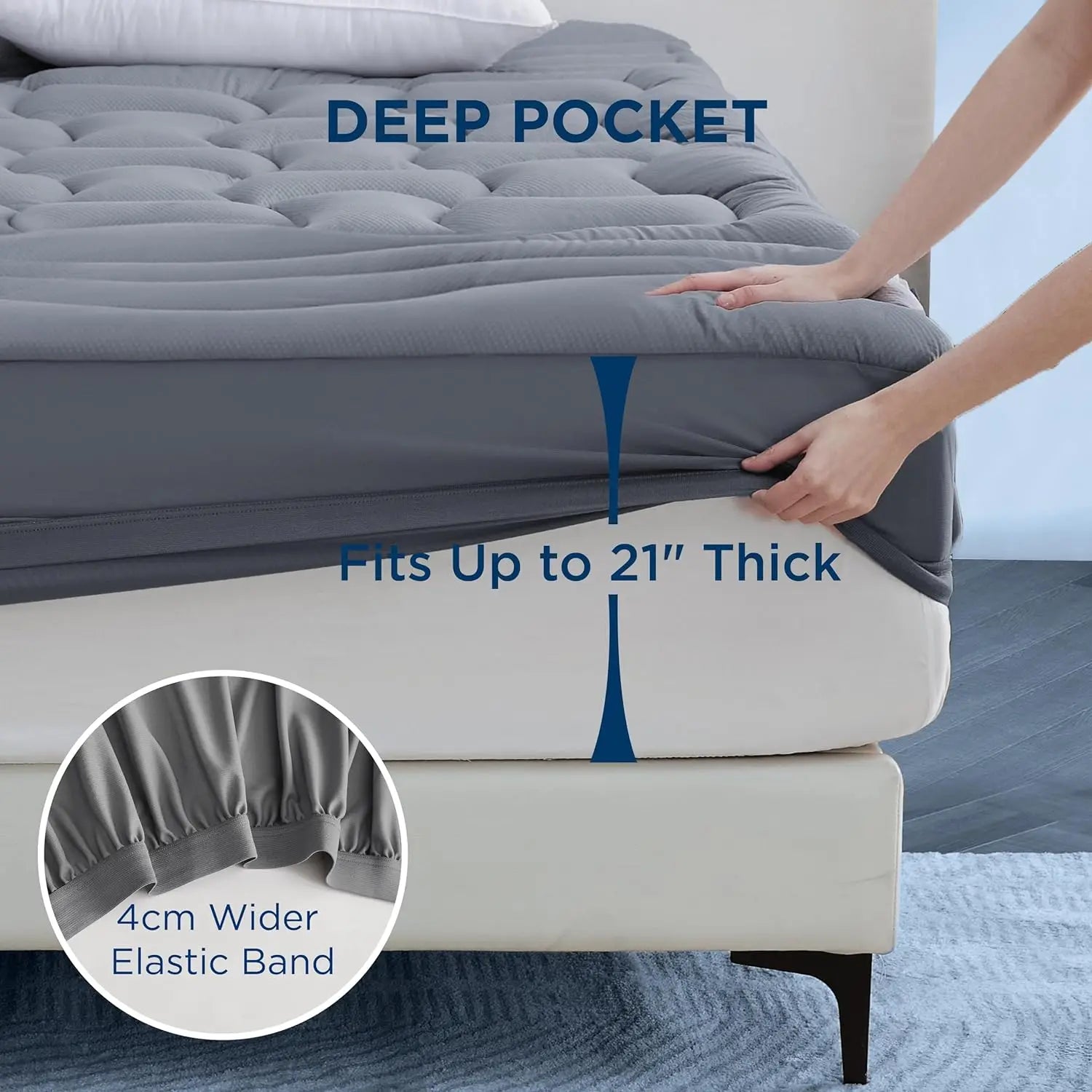 Bedsure Twin Mattress Pad Waterproof - Thick Quilted Fitted Soft Mattress Topper for Twin Size Bed, Breathable Mattress Cover Pa