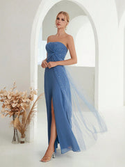 Mgiacy Strapless sleeveless chiffon Ladies Dinner Dress (Heavy industry) Evening dress Ball dress Party dress Bridesmaid dress - Jess Deals