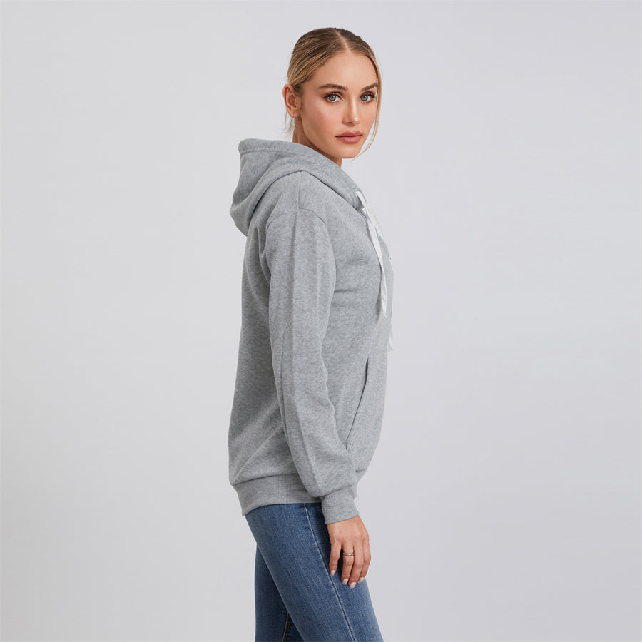 wsevypo Autumn Casual Sporty Hoodies Women's Long Sleeve Zip-up Hooded Sweatshirts with Front Pockets Street Workout Outwear