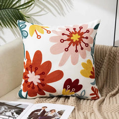 45X45CM Flower Embroidered Throw Pillow Cover Plant Towel Modern Stamping Waist Cushion Cover Decor Home Decorative Pillowcase