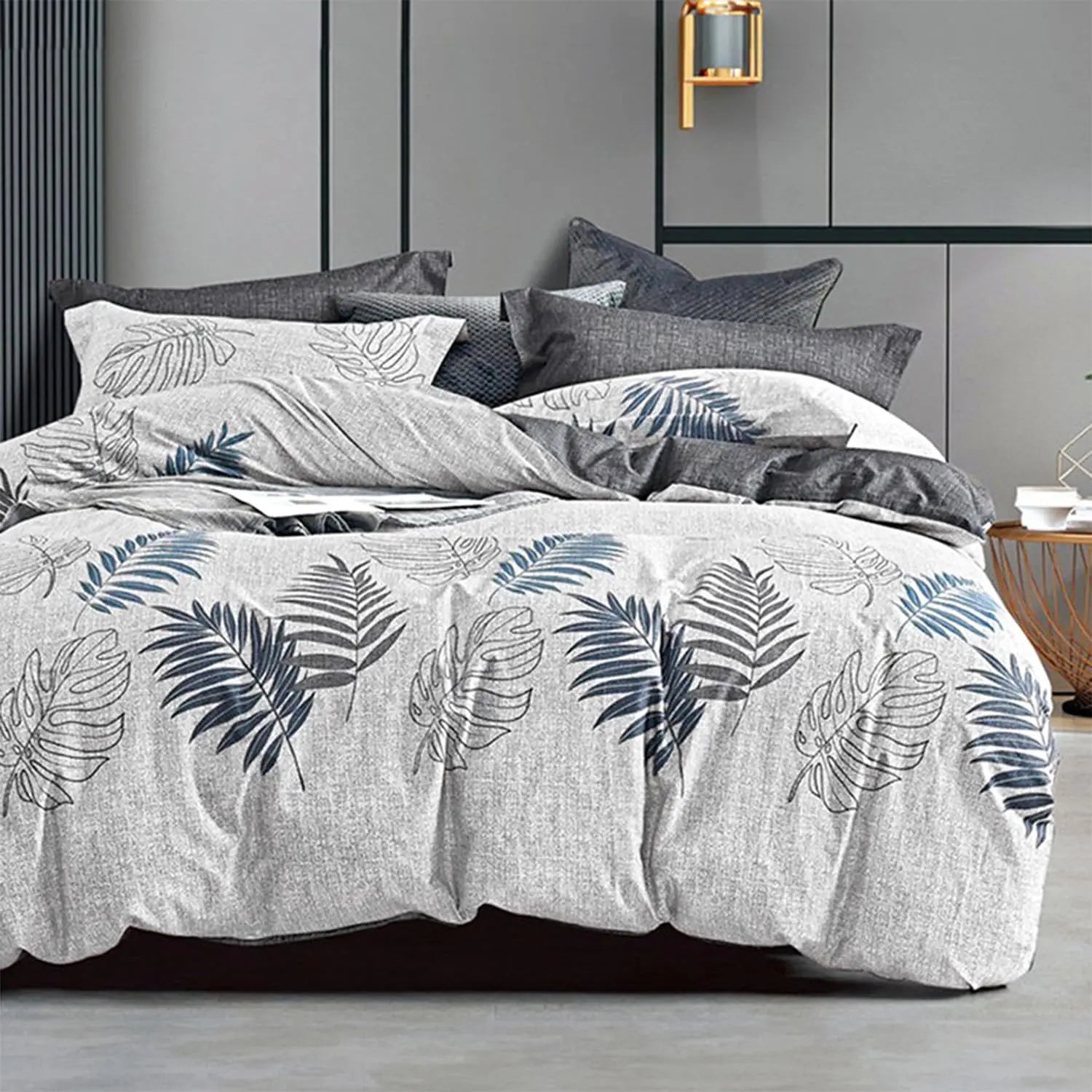 Lightweight 3-piece Quilts Bedding Sets Red Blue Floral Prints Double Sided Quilt Cover Set