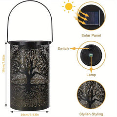 1pc Hanging Solar Lantern, Outdoor Waterproof Vintage Metal LED Big Tree Decorative Lights, Garden Yard Lawn Lights - Jess Deals