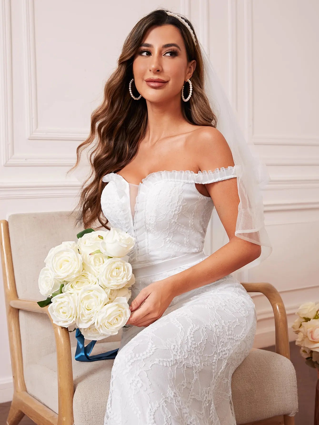 Mgiacy V-neck lace belt fishtail dress Evening gown Ball dress Party dress Bridesmaid dress - Jess Deals