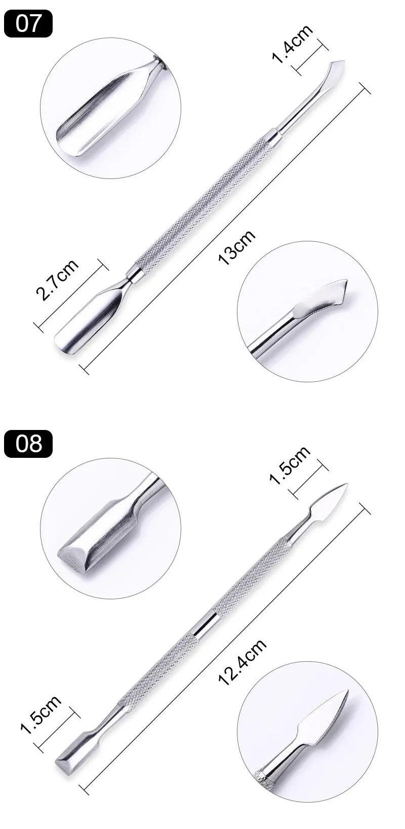 1pcs Double-ended Stainless Steel Cuticle Pusher Dead Skin Push Remover For Pedicure Manicure Nail Art Cleaner Care Tool - Jess Deals