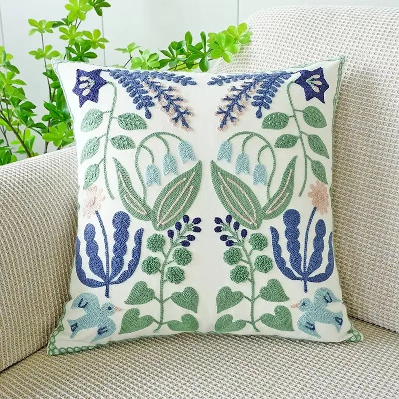 45X45CM Flower Embroidered Throw Pillow Cover Plant Towel Modern Stamping Waist Cushion Cover Decor Home Decorative Pillowcase
