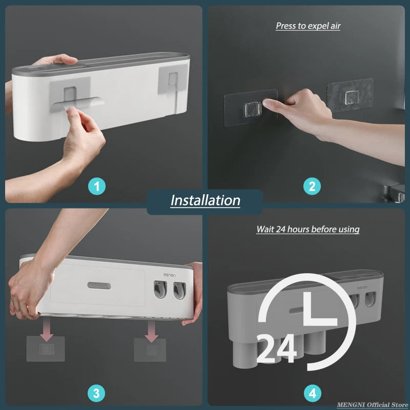 Magnetic Adsorption Inverted Toothbrush Holder Wall -Automatic Toothpaste Squeezer Storage Rack Bathroom Accessories