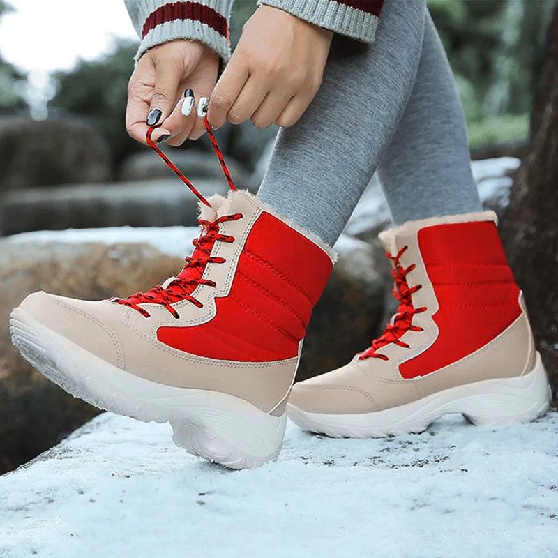 Women's Boots Snow Soft Shoes Women Platform Ladies Shoes Fashion Mid High Boots Plus Size Winter Girls Boots Botas Mujer - Jess Deals
