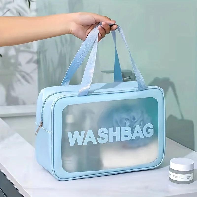 Large Capacity Waterproof Transparent Travel Cosmetic Bag - Portable and Organized Storage for Makeup and Toiletries