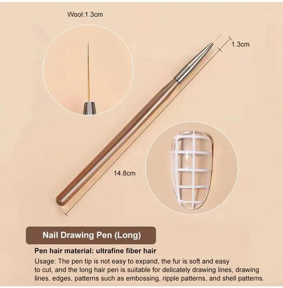 9PCS UV Gel Nail Brush Liner DIY Painting Pen Manicure Acrylic Drawing Brush for Nail Art Design Nails Tip Display Painting Tool - Jess Deals