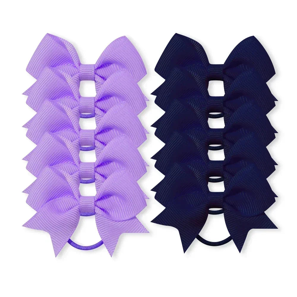 10Pcs Bows Elastic Hair rubber band Hair Ties Ribbon Pigtail Grosgrain Hair accessories girl Baby Gift bands for children