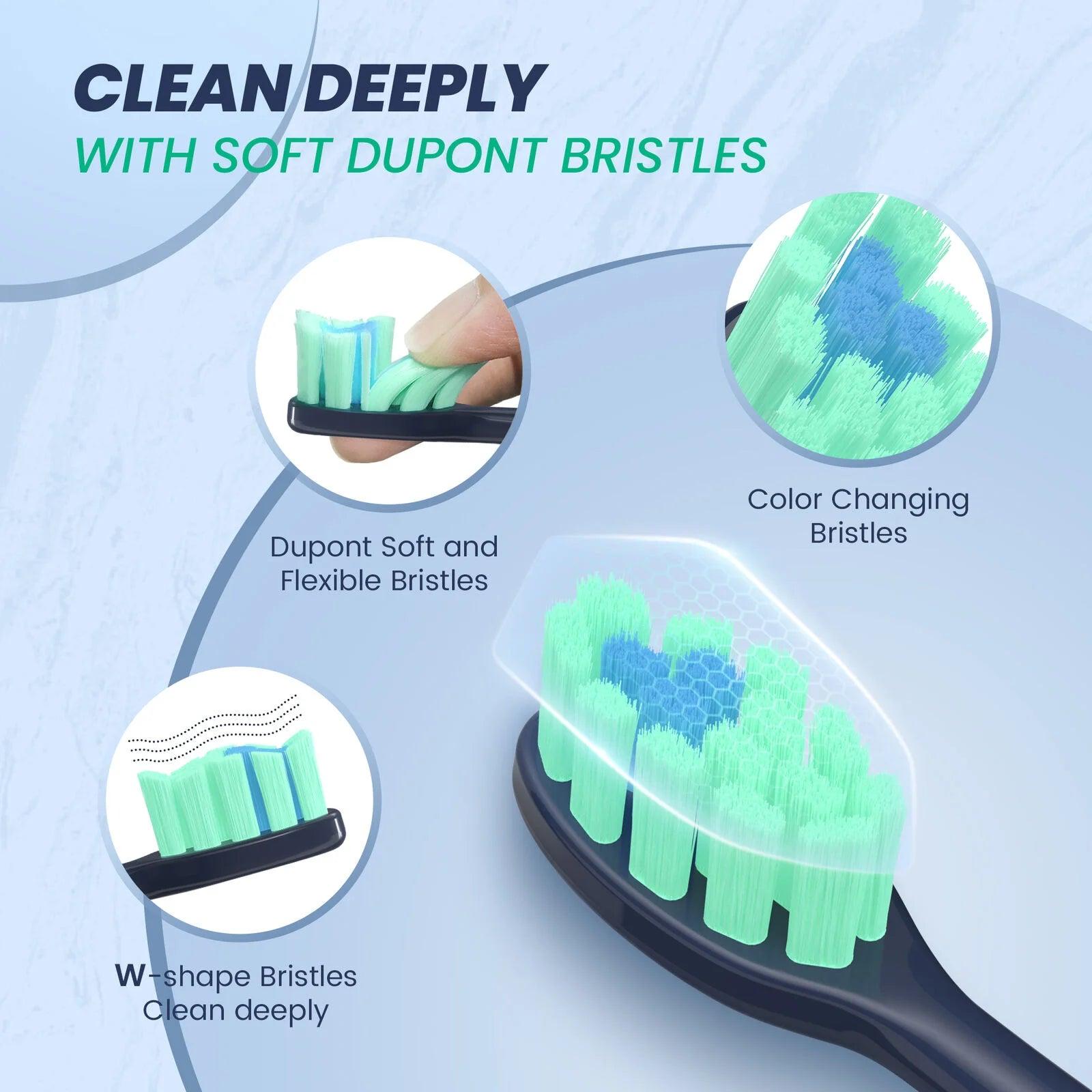 Sejoy Sonic Electric Toothbrush for Adults Rechargeable 5 Cleaning Modes Ultra Sonic Toothbrush with 12 Brush Heads Smart Timer - Jess Deals