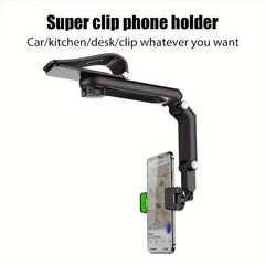 Car Phone Holder, Multifunctional 360 Degree Rotating Rearview Mirror, Seat Clip Holder, 4.0-6.1 Inch Mobile GPS Holder - Jess Deals