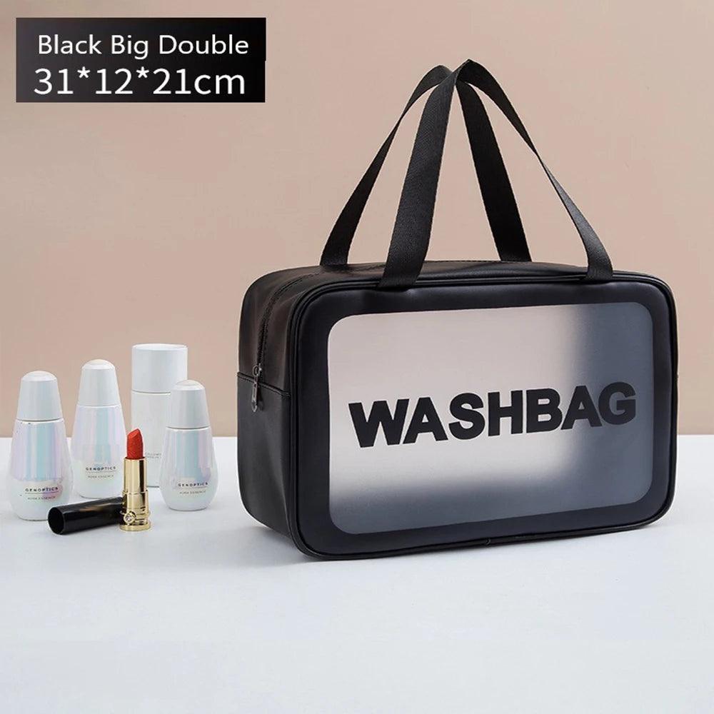 Large Capacity Waterproof Transparent Travel Cosmetic Bag - Portable and Organized Storage for Makeup and Toiletries