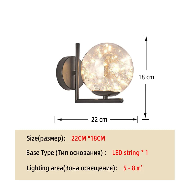 Wall Lamp Bedroom Postmodern Living Room Creative Corridor Nordic Stairs Crystal Glass Aisle Room Lamps Wall Decor Living Room