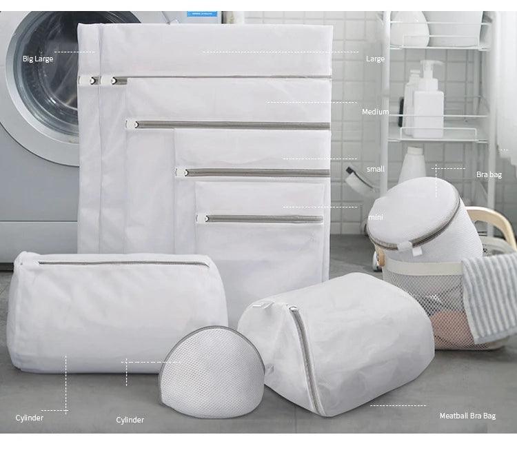 White Durable Large Washing Laundry Bag Mesh Organizer Net Dirty Bra Socks Underwear Shoe Storag Wash Machine Cover Clothes - Jess Deals