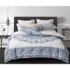 Duvet Cover Queen Size, 600 Thread Count Cotton Beige & Bluish Grey Printed with Luxurious Leaves Pattern Reversible Botanical