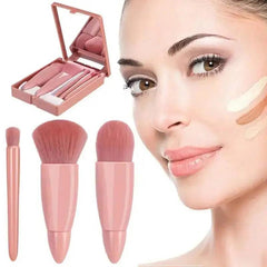 5pcs Travel Size Makeup Brushes Set Mini Makeup Brushes, Small Complete Function Cosmetic Brushes Kit With Case And Mirror Perfe - Jess Deals