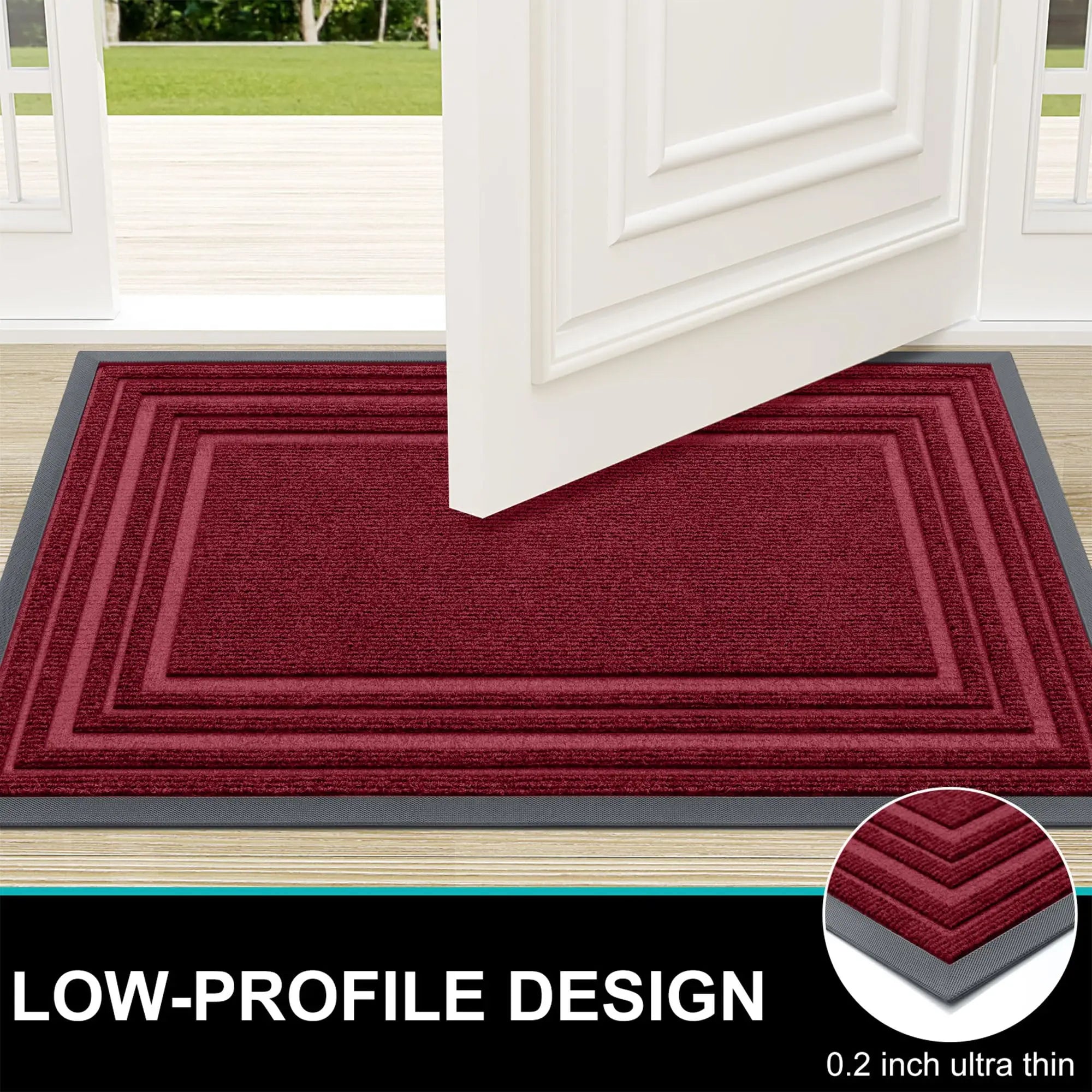 Olanly Natural Rubber Mat Non Slips Low Profile Outdoor Mat For Home Entrance Floor Doormats Heavy Duty Door Mat Outdoor Indoor
