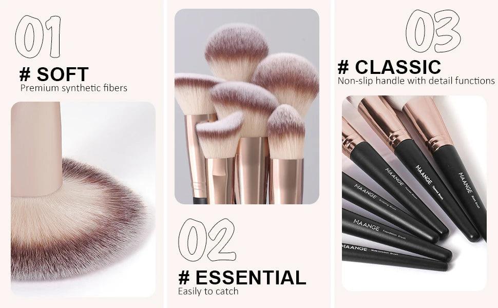 MAANGE 18 Pieces Professional Makeup Brush Facial Foundation Powder Blush Brushes Eyeshadow Flawless Brushes For Women Cosmetic - Jess Deals
