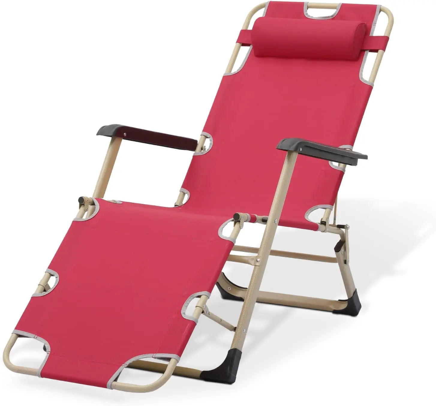 Outdoor Lounge Chairs 3-Position Patio Reclining Outdoor Folding Adjustable Recliner with Breathable Backrest for Pool Side