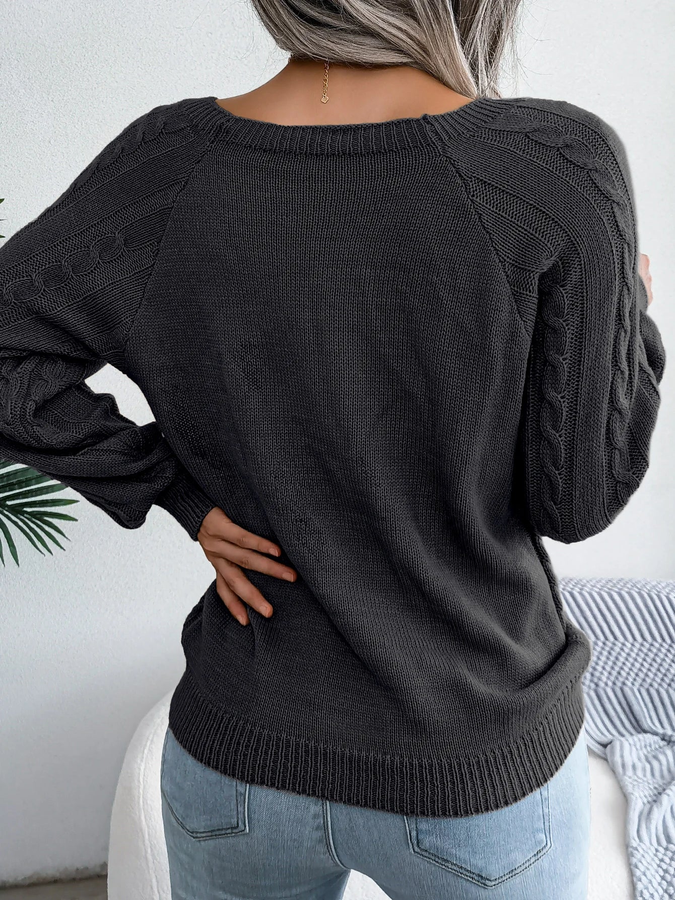 Women Casual Square Collar Buttons Long Sleeve Knitted Pullovers And Sweaters For Autumn Winter 2023