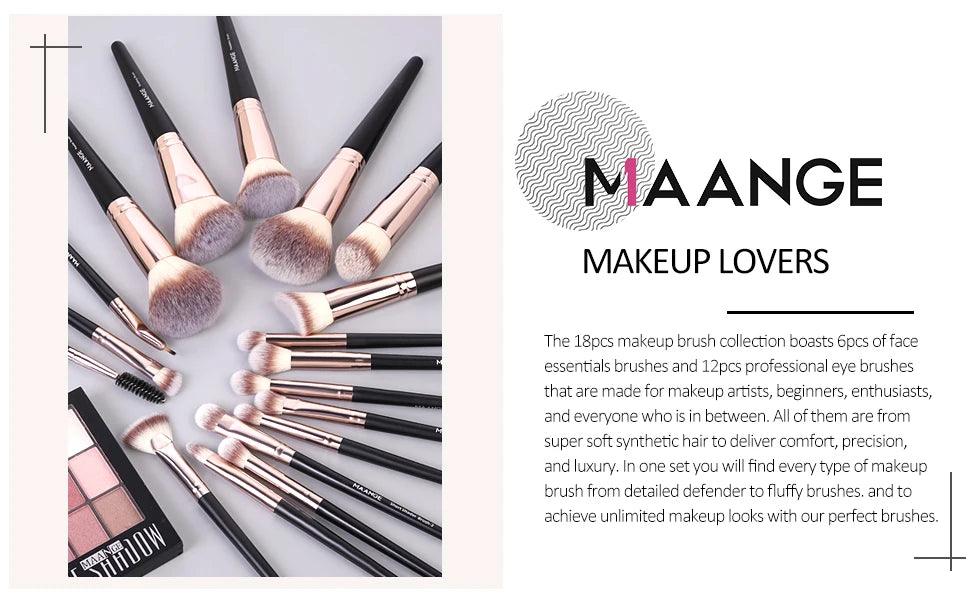 MAANGE 18 Pieces Professional Makeup Brush Facial Foundation Powder Blush Brushes Eyeshadow Flawless Brushes For Women Cosmetic - Jess Deals
