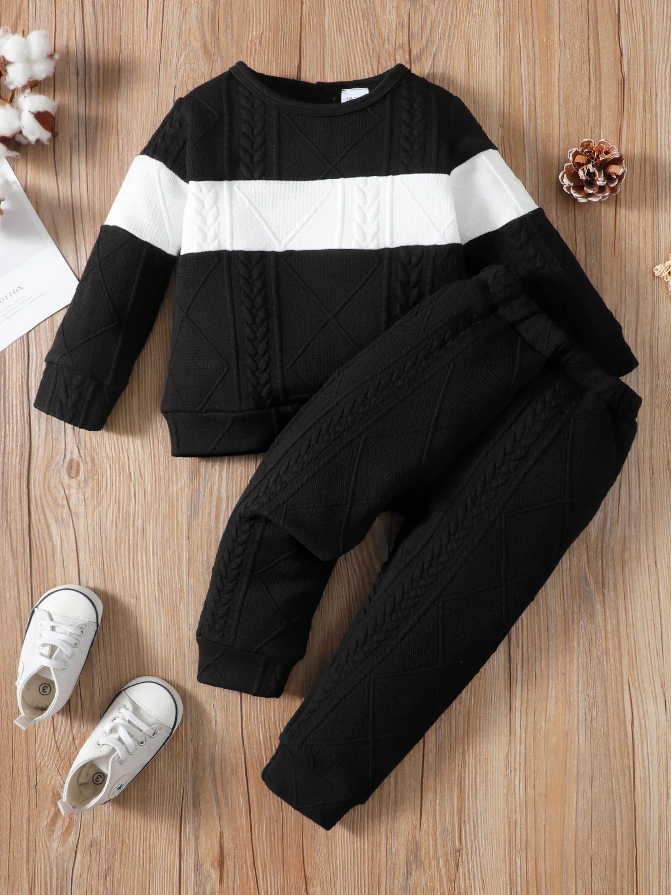2PCS Kids Boy Clothes Set Long Sleeves Color Block Hoodies+Pants Autumn&Winter Fashion Sport Suit For Children Boy 1-6 Years - Jess Deals