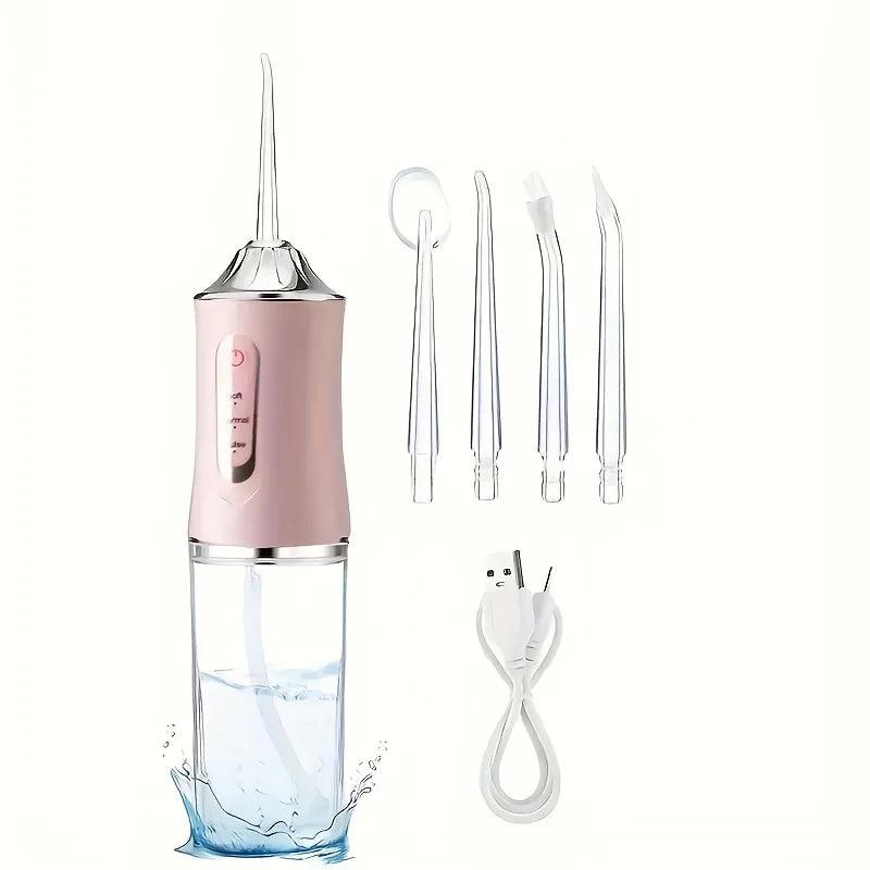 USB Portable Oral Irrigator Water Flosser Dental Water Jet Tools Pick Cleaning Teeth 200ML 4 Nozzles Mouth Oral Cleaning Agents - Jess Deals