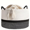 King-size Woven Storage Basket Living Room Cotton Rope Blanket Basket Household Wicker Laundry Basket Storage Organizer