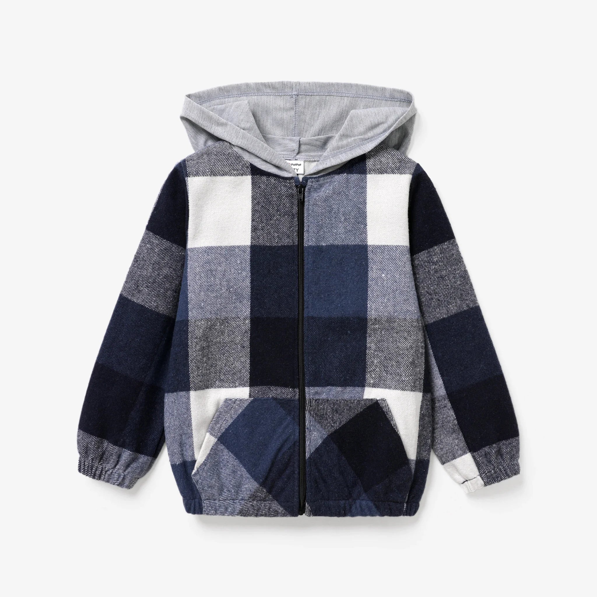 Kid Boy Casual Plaid Pattern Hooded Jacket Soft and Comfortable  Perfect for Outings and Daily Wear Basic Style