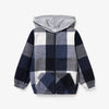 Kid Boy Casual Plaid Pattern Hooded Jacket Soft and Comfortable  Perfect for Outings and Daily Wear Basic Style