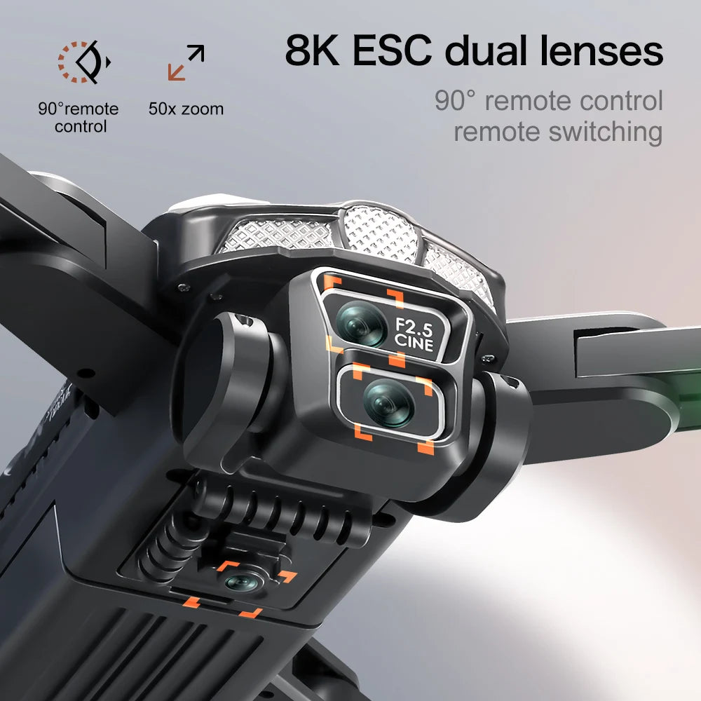 Xiaomi V192 8k Hd Dual Camera Brushless Drone Optical Flow Positioning Folding Avoiding Obstacle Remote Control Aircraft 10000m