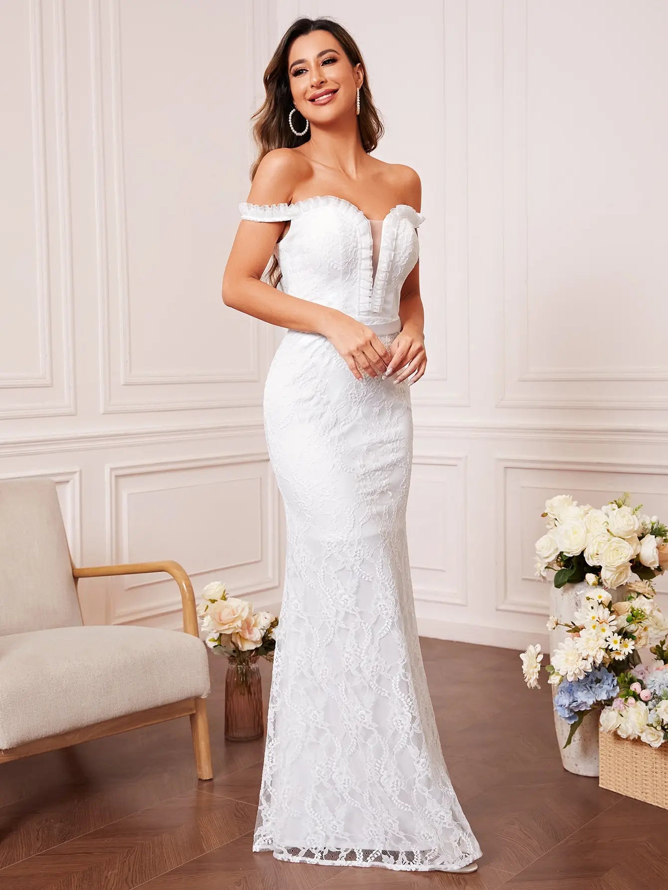 Mgiacy V-neck lace belt fishtail dress Evening gown Ball dress Party dress Bridesmaid dress - Jess Deals