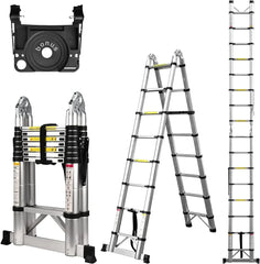 Telescoping Ladder A Frame, 16.5 Ft Compact Aluminum Extension Ladder, Portable Telescopic RV Ladder