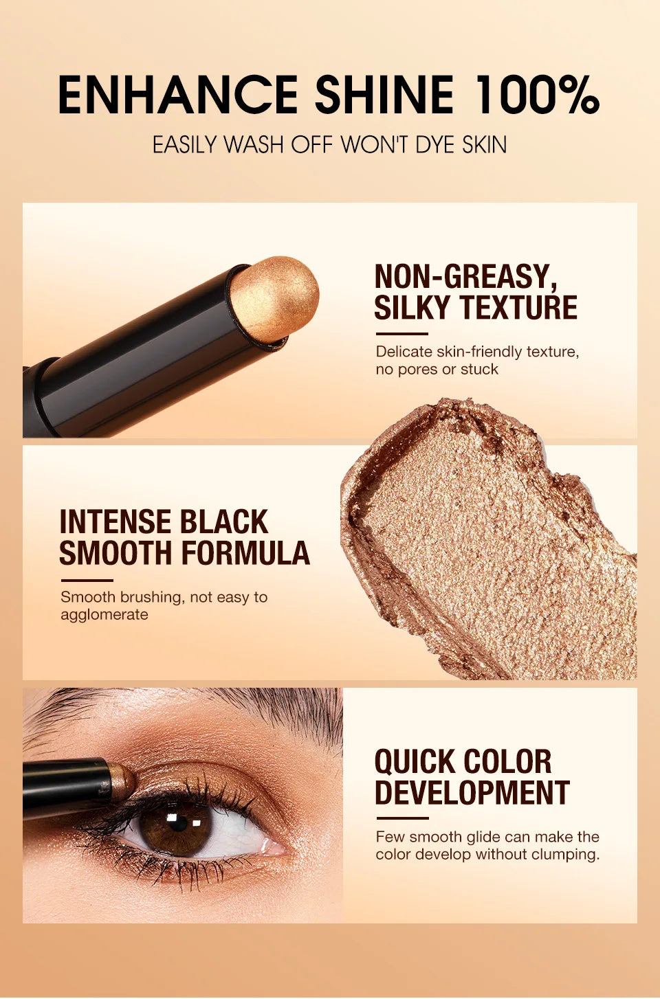 LANGMANNI 16 color pearl eyeshadow stick waterproof long lasting color eyeshadow Face Highlight
