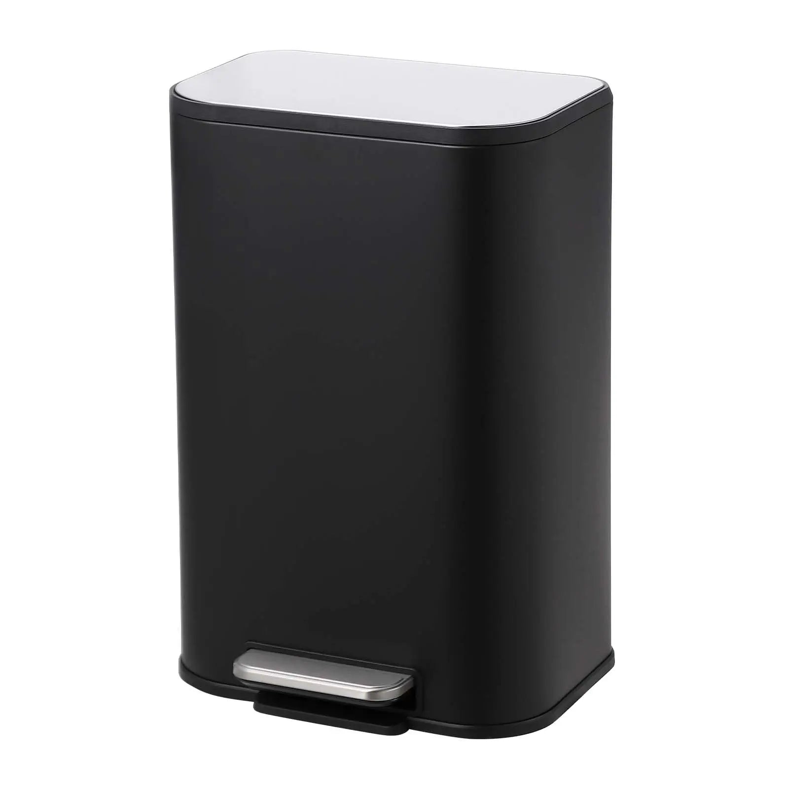 Bathroom Trash Can, 3.2 Gallon Stainless Steel Garbage Can with Lid, Rectangular Small Step Waste Bin with Foot Pedal Removable