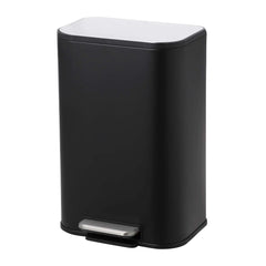 Bathroom Trash Can, 3.2 Gallon Stainless Steel Garbage Can with Lid, Rectangular Small Step Waste Bin with Foot Pedal Removable